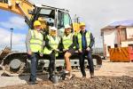 Image with four people - Gerard Rice, Director of Services, LORAG; Junior Minister Pam Cameron; Junior Minister Aisling Reilly; and John Gormley, Chairperson, LORAG, mark the start of work on the Lockhouse redevelopment project.
