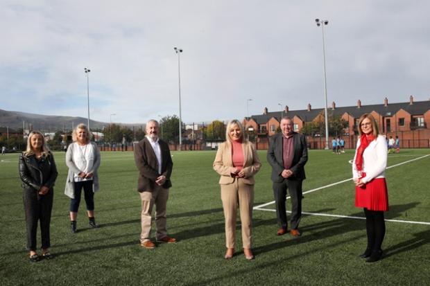 Deputy First Minister Michelle O'Neill pictured during her visit to Grosvenor Community Centre
