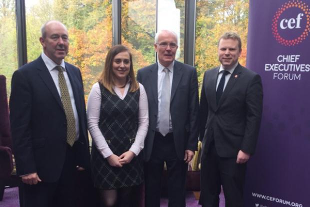 Pictured (L-R) are: David Cartmil, Director of Chief Executives Forum, Junior Minister Megan Fearon, Stephen Peover, Chair of Director of Chief Executives Forum and Junior Minister Alastair Ross