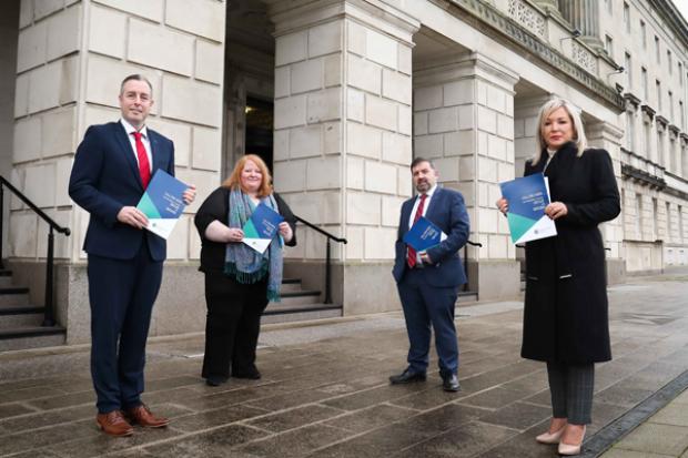 Pictured (L-R) First Minister Paul Givan, deputy First Minister Michelle O'Neill, Justice Minister Naomi Long and Health Minister Robin Swann