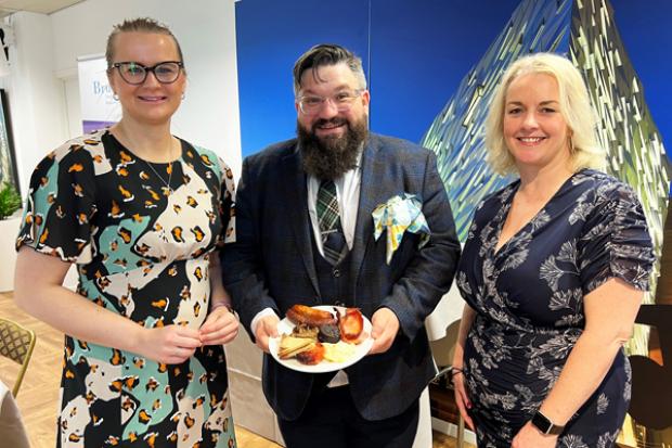Junior Minister Aisling Reilly, Head of the Office of the NI Executive in Brussels Aodhán Connolly, and Junior Minister Pam Cameron at the ‘Ulster Fry for St Patrick’s Day’ event. 