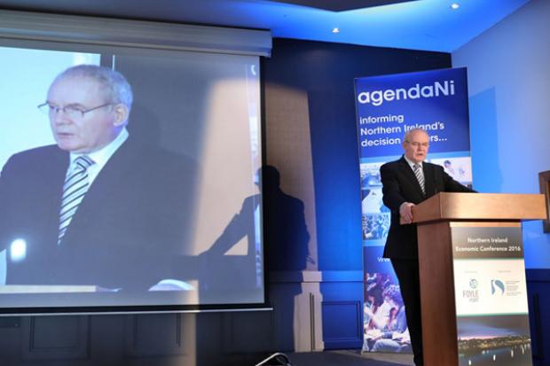 Deputy First Minister, Martin McGuinness pictured speaking at the Agenda NI Economic Conference 2016 in the City Hotel, Derry.