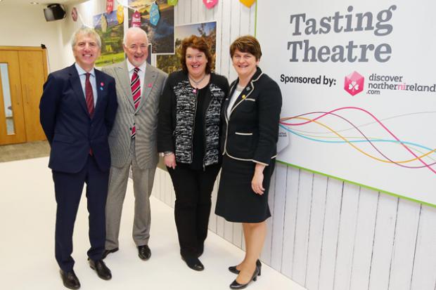 Pictured with the First Minister and Finance Minister are Terence Brannigan, Chairman of Tourism NI and Chef Paula McIntyre.