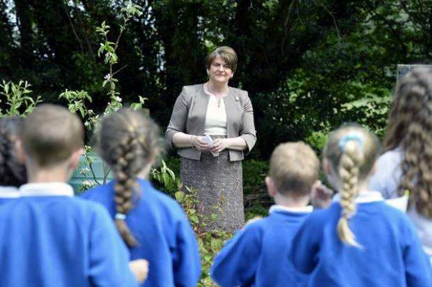 The First Minister met staff and pupils, and joined them in plant a tree marking the Centenary of Northern Ireland