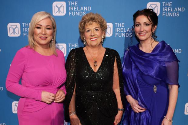 Pictured at the Irish Funds Gala are (from left) First Minister Michelle O'Neill, Geraldine Byyne Nason, Ambassador of Ireland to the United States and deputy First Minister Emma Little-Pengelly