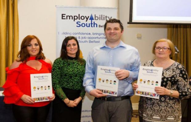 Pictured left to right: Geraldine Jones, Project Participant; Orla McStravick, SIF Programme Manager; Adam Moore and Julie Ringland (both Project Participants)
