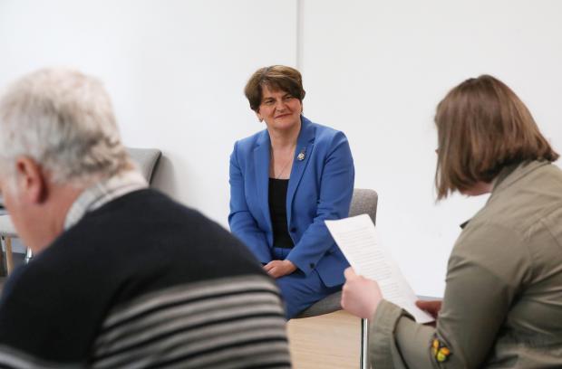 The First Minister Arlene Foster pictured during her visit to the Association For Real Change in Enniskillen.