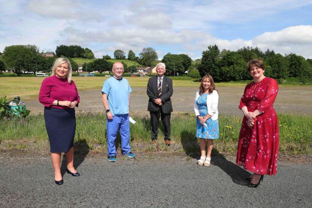 The Ministers are pictured with health centre professionals Dr John Porteous, and Maria Nugent-Murphy