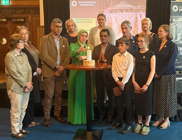Junior Ministers Aisling Reilly and Pam Cameron joined guests at Belfast City Hall for a special commemoration marking the 30th anniversary of the genocide in Srebrenica