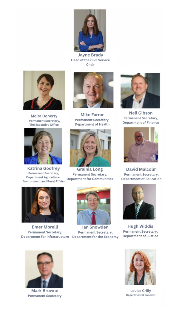Images and names of the NICS Board Members and Permanent Secretaries